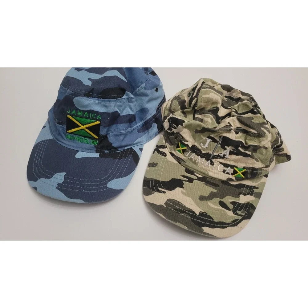 2 Camouflage Adult Adjustable Baseball Cap Hats Jamaican Embroidery‎ Flag Camo